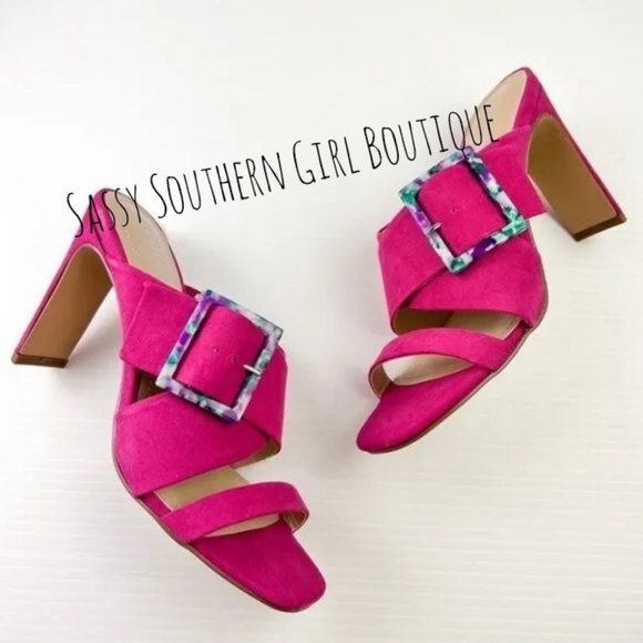 🆕⭐Charles David magenta pink sueded mule heels - Picture 6 of 15